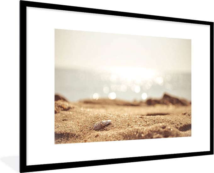 Fotolijst incl. Poster - Strand - Zand - Schelp - 120x80 cm - Posterlijst