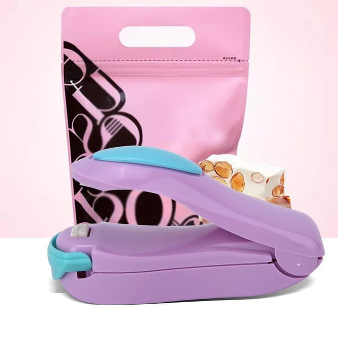 Mini thermoscelleuse électrique portative à pinces pour sacs, thermoscelleuse à impulsion (pourpre) pink