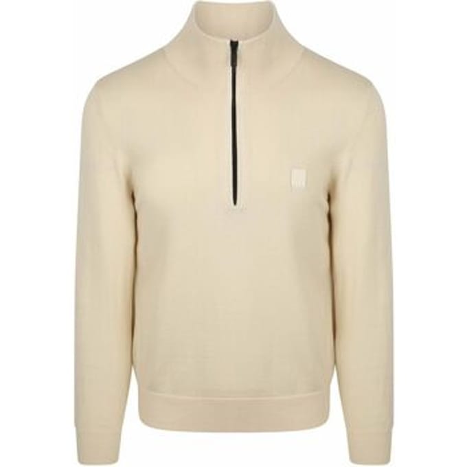 BOSS Kanobix Half Zip Trui Ecru - Maat XXL - Heren - Quarter zip