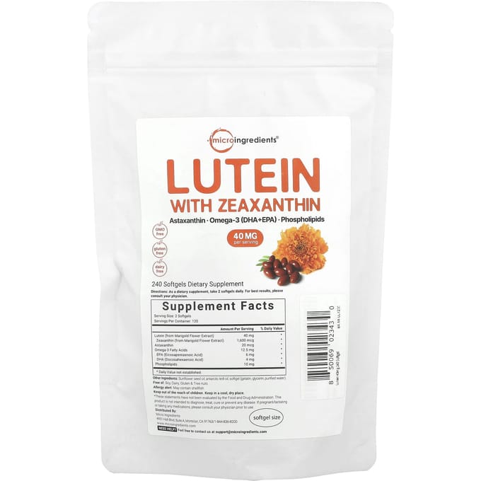 Micro Ingredients, Luteïne met Zeaxanthine, 240 Softgels