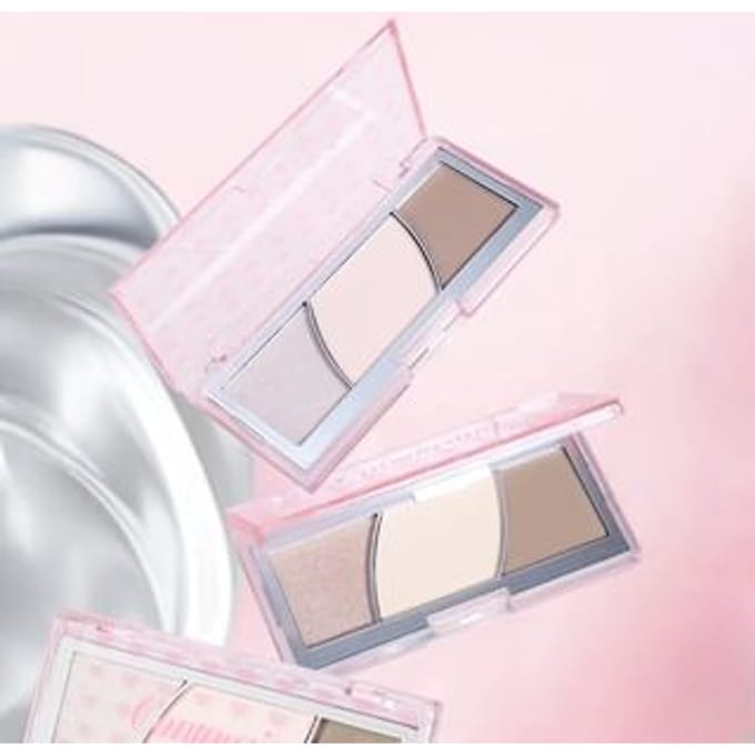 biya  - Painted Shadow Tri-Color Highlight & Contour Palette - 2 Shades 101# Warm - 9.9g