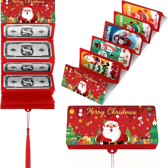 2-pack rode kerstenveloppen, 10 vakken, rode kerstenvelop spaarpot (rood)