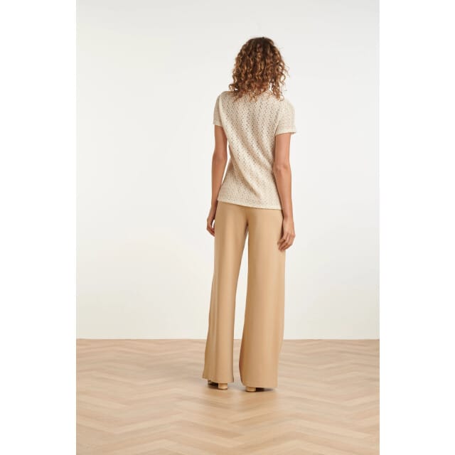 Smashed Lemon Zand wide leg pantalon met elastische taille |