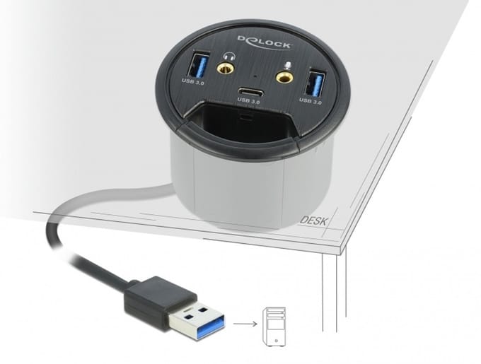 Delock 62794 62794 USB-hub 3 + 2 poorten USB-A, USB-C USB 3.1 Gen1 5 GBit/s Zwart