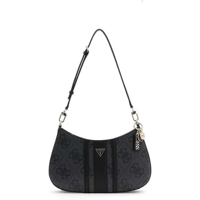GUESS schoudertas Noelle II Top Zip Shoulder Bag Coal Logo donkergrijs