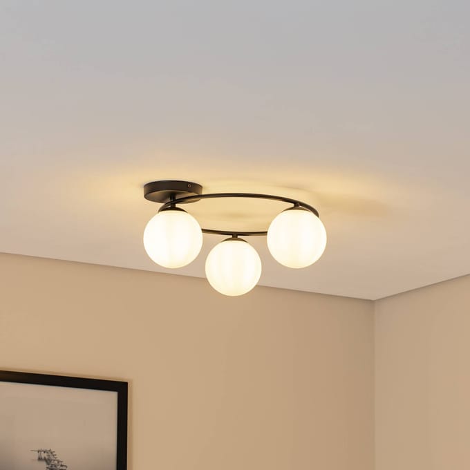 EMIBIG LIGHTING Plafondlamp Sopra, opaalwit/zwart, glas, E14