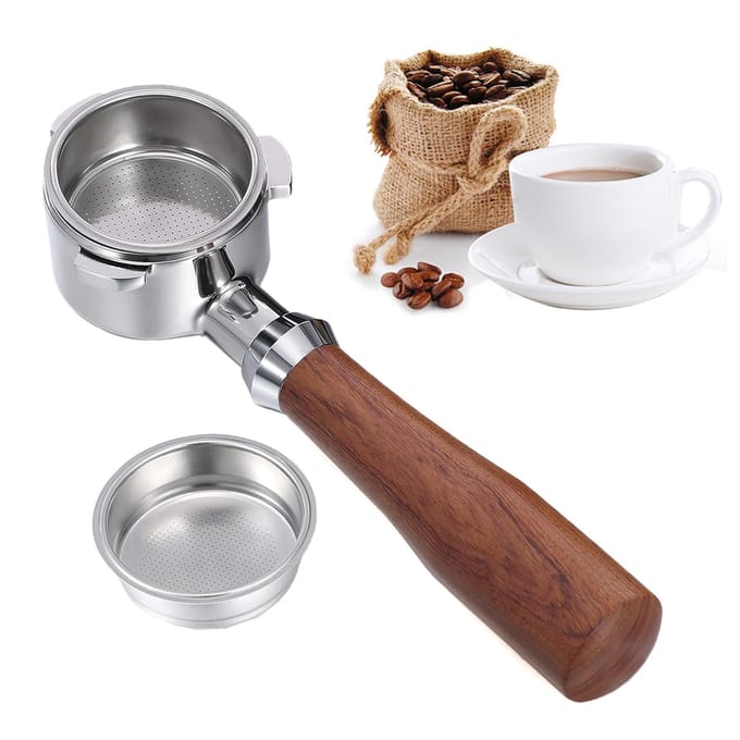 Aoresac 51mm porte-filtre sans fond expresso porte-filtre à café 3 oreilles avec 2 paniers filtrants argenté