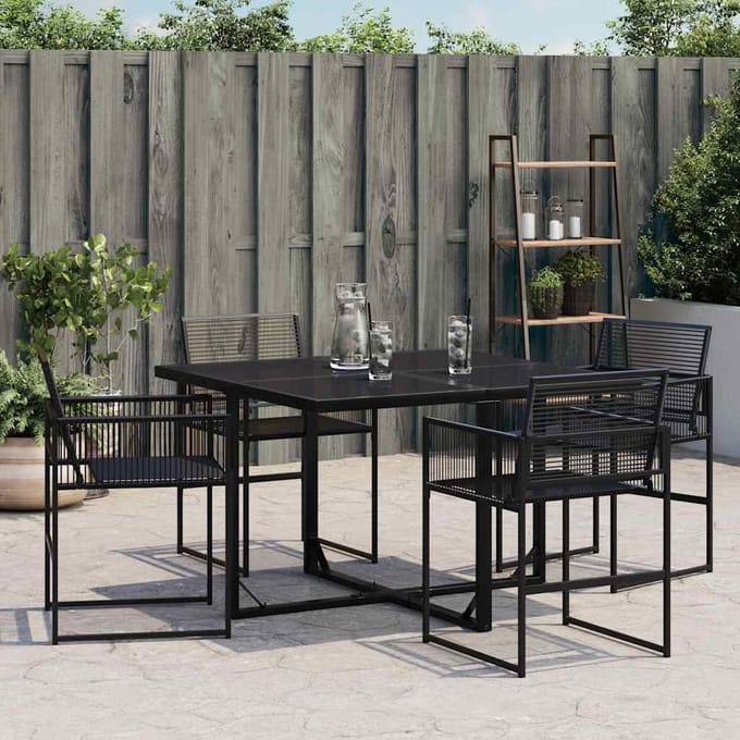 vidaXL - Tuinstoelen - 4 - st - poly - rattan - zwart
