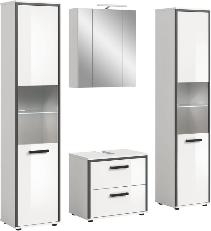 Kojak badkamer incl. verlichting 171cm wit, hoogglans wit.