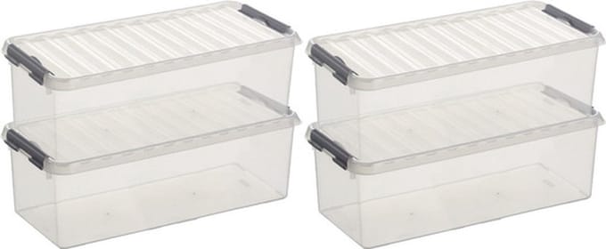 Sunware q-line opberg box/opbergdoos - 6x - 9.5 liter - 48 x 19 x 15 cm - kunststof