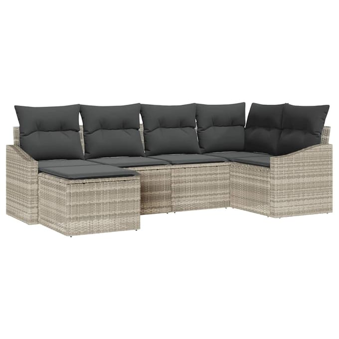 vidaXL Bankstel 6 st Lichtgrijs poly rattan