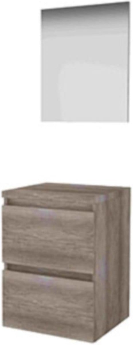 Basic-Line Basic 46 Badkamermeubelset - 50 x 46 cm - Greeploos - 2 Lades - Wastafelblad - Spiegel - Scotch Oak