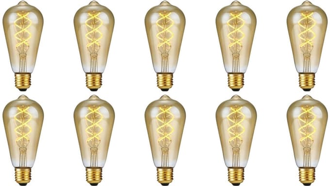 SPL E27 LED Lamp 5W 3 Staps Dimbaar - Extra Warm Wit - LED Filament ST64 - Amber - Vervangt 39W - 10 Stuks
