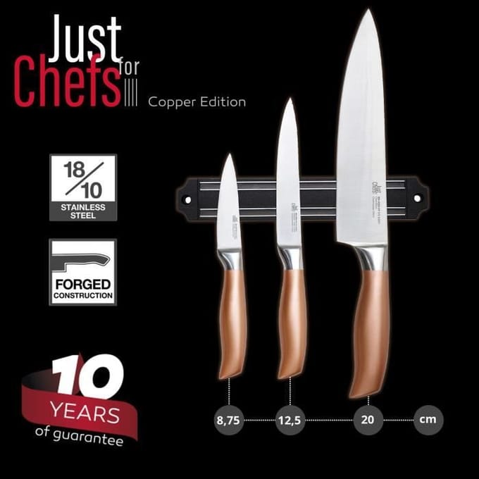 Batterie de cuisine 8 pcs - SAN IGNACIO - Acier inoxydable - Compatible induction - Set de 3 couteaux
