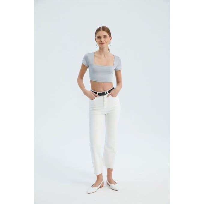 Vierkante Halse Basis Crop Top