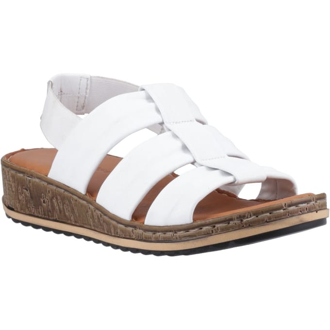 Hush Puppies Eden Brede Pasvorm Leren Dames Witte Sandalen
