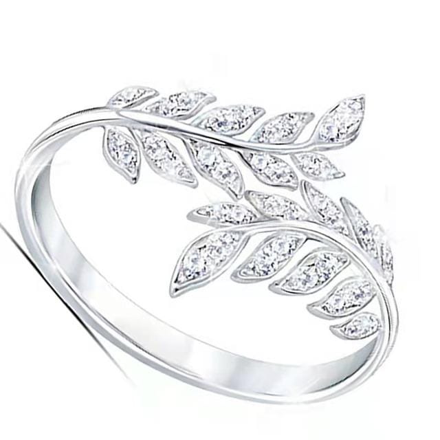 Delysia King – bague en forme de feuille et de plumes pour femmes, bague de fiançailles, de mariage, de vacances, nouvelle mode 5 argenté