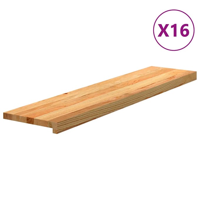vidaXL - Traptreden - 16 - st - 110x30x2 - cm - massief - eikenhout - lichtbruin