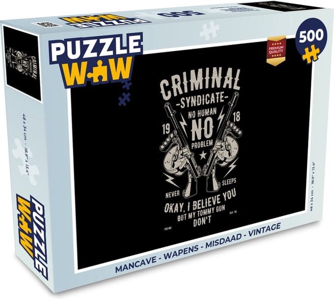 Puzzel Mancave - Wapens - Misdaad - Vintage - Legpuzzel - Puzzel 500 stukjes