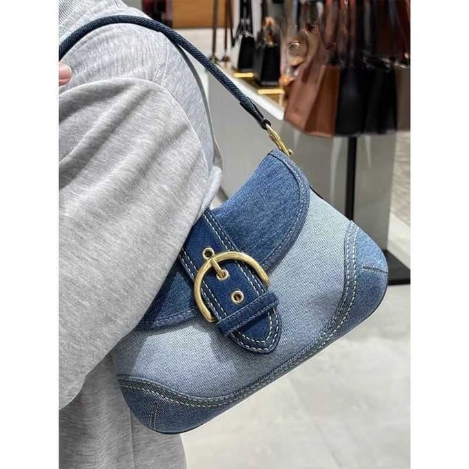 Jean Okseltas Dames Lente Zomer Mode Frans Patchwork Canvas Erwtentas Schoudertas Baguette Tas gray
