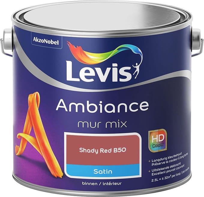 Levis - Ambiance Mur Satin Mix - Shady Red B50 - Mengverf - 2,5 L