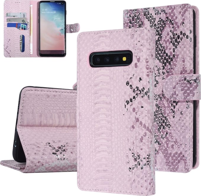 UNIQ Accessory Roze Slangenleer hoesje voor Galaxy S10 - Book Case