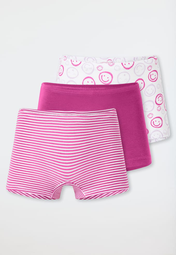 Shorts, set van 3, met streepjes, smiley, meerkleurig - 95/5 98