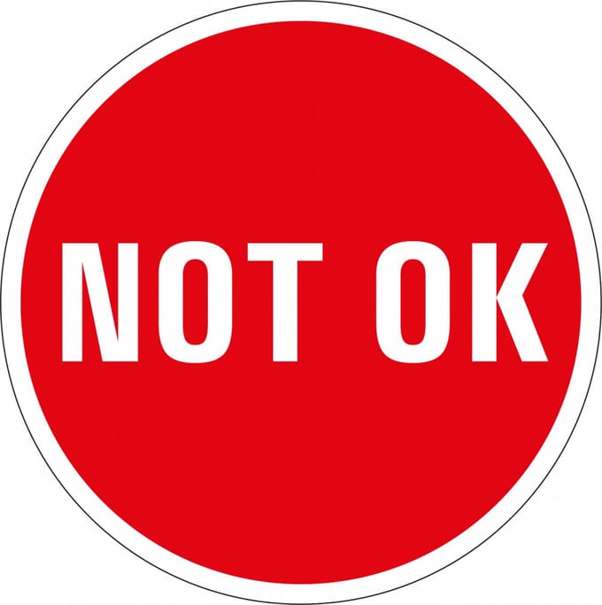Not OK controlesticker, op vel 30 mm - 18 per kaart