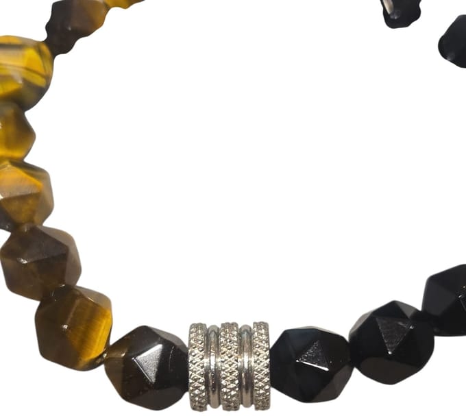 tijgeroog met obsidiaan armband