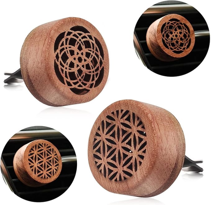 Thijox - 2 Stuks Etherische Olie Diffusers Draagbare Medaillon Auto Geurverspreiders met Lavasteen Luchtverfrisser voor Aromatherapie in Auto - Charma