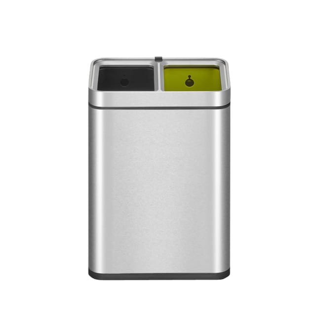 EKO - Laguna Slim afvalbak Open Top 10+10 liter - Stainless steel Polypropyleen - mat RVS - Prullenbak