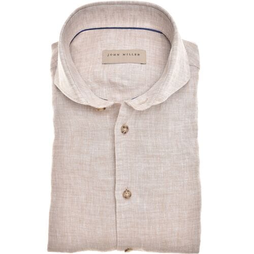 John Miller Overhemd Luxury Linen Zand / male