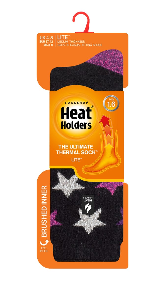 Heat Holders Lite - Geïsoleerde thermo damessokken - Zwart (Leuk)