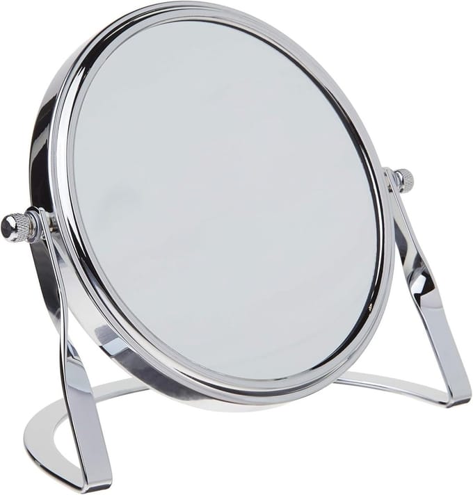 Dubbelzijdige Make-up Spiegel Tafelmodel 5x en 1x Vergroting - Verchroomd