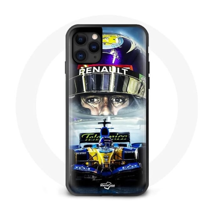 Coque iphone 12 mini Formula 1 bleu jaune fernando alonso