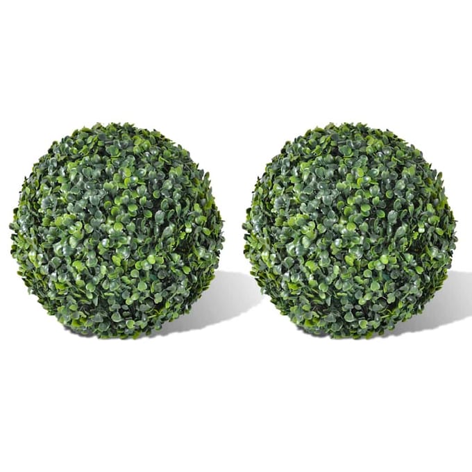 vidaXL Kunstmatige Buxusballen Set - 2 stuks, 35 cm, Gemengd Groen