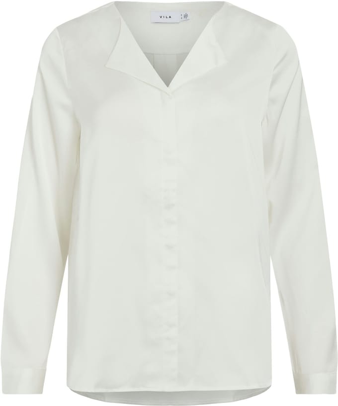 VILA - VIELLETTE V-NECK L/S SATIN SHIRT - NOOS - Dames - Blouses