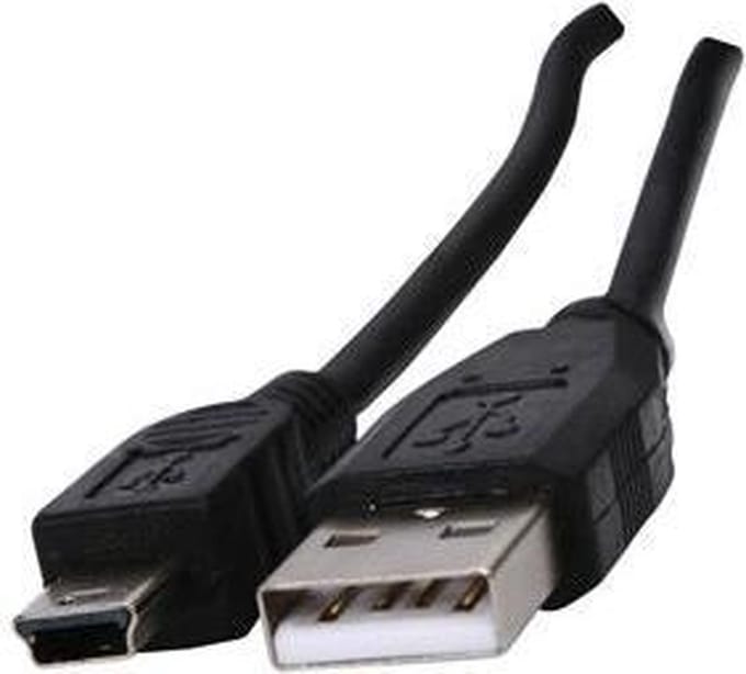 Goobay USB-A naar Mini-B kabel, 1,8 m, zwart, 2,5 W, 0,5 A, 480 Mbit/s, USB 2.0