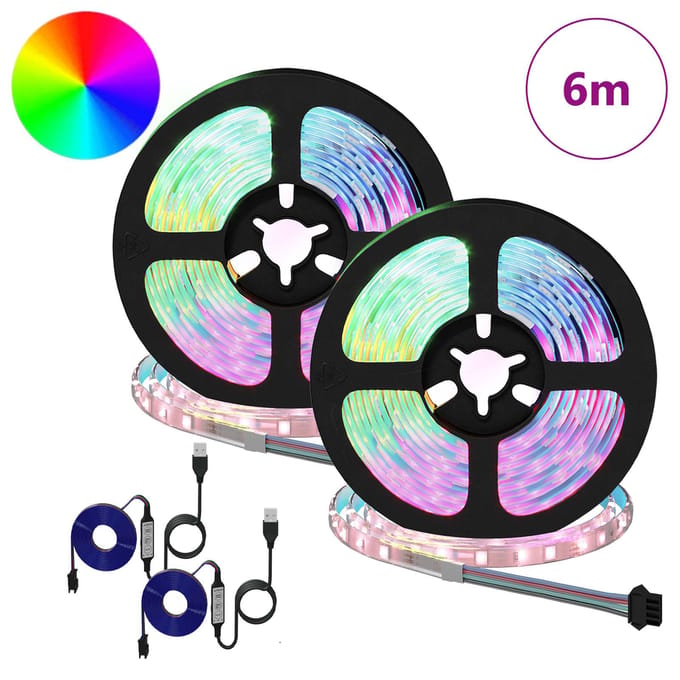 vidaXL LED-strip 2 st Zwart en transparant Koper en kunststof