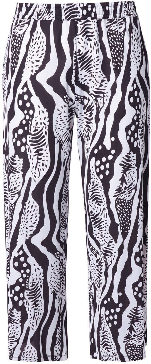 Ulla Popken - Dames - Slinky broek wijde rechte pijp elastische tailleband - Zwart - Maat 42+