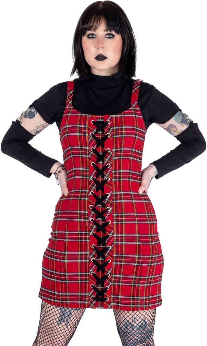 Chemical Black - Agatha 2 Piece Set Korte jurk - S - Rood/Zwart