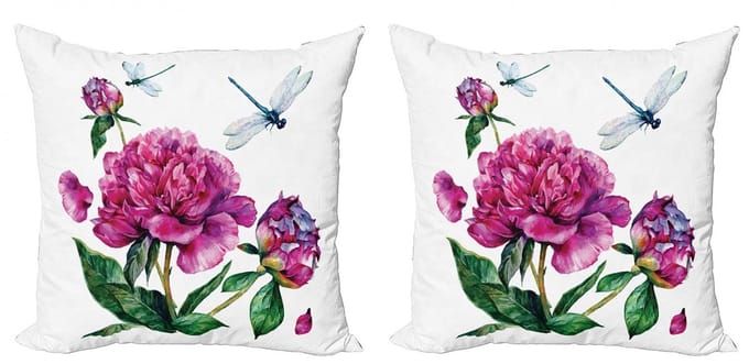 ABAKUHAUS Bloemenkussenhoezen Set – 2×40×40 cm – Dubbelzijdig – Multicolor