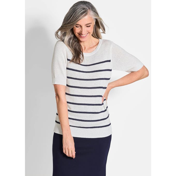 Pullover - wit / marine / gestreept - Gr. 20 van Goldner Fashion