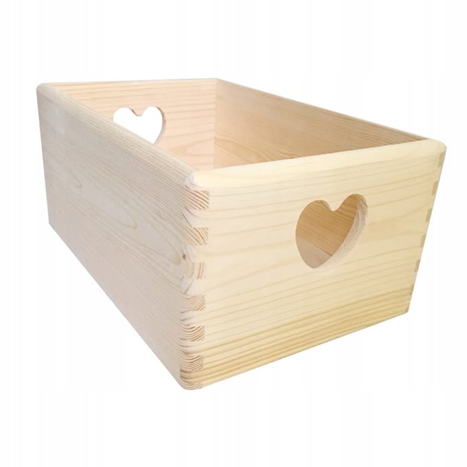 Houten Kist met Hart 30x20 cm - Decoratieve Opbergdoos