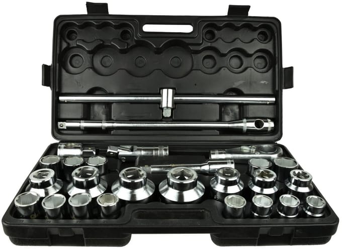 GEKO Dopsleutelset - 6-punts - Chroom Vanadium - 21-65 mm - 26-delig