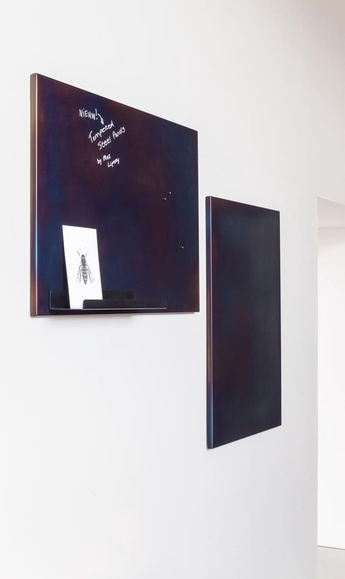 Tempered Steel Panel door Max Lipsey samen met Vij5 - Design magneetboard & whiteboard van getempered staal