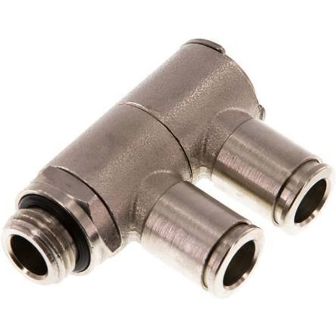 8mm x G1/4'' 2-way Manifold Messing Insteekfitting Buitendraad Draaibaar NBR