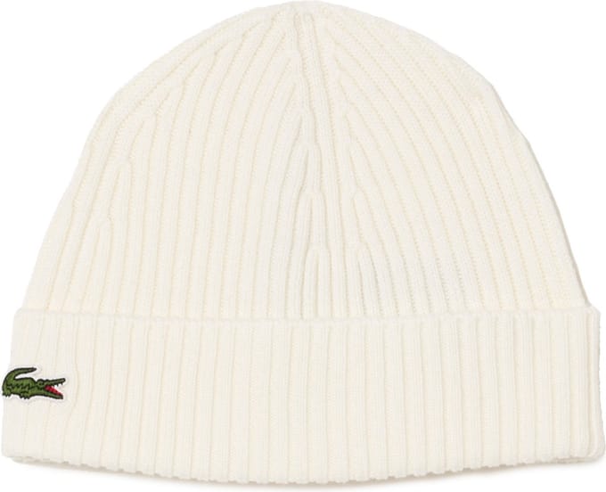 Lacoste muts wol - unisex gebreide muts - offwhite