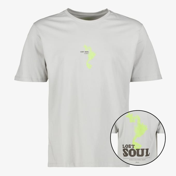 JJ REBEL heren T-shirt met backprint grijs - Maat M