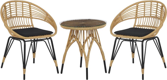 PELLARO - Bistroset voor 2 - Natuurlijk - PE rotan